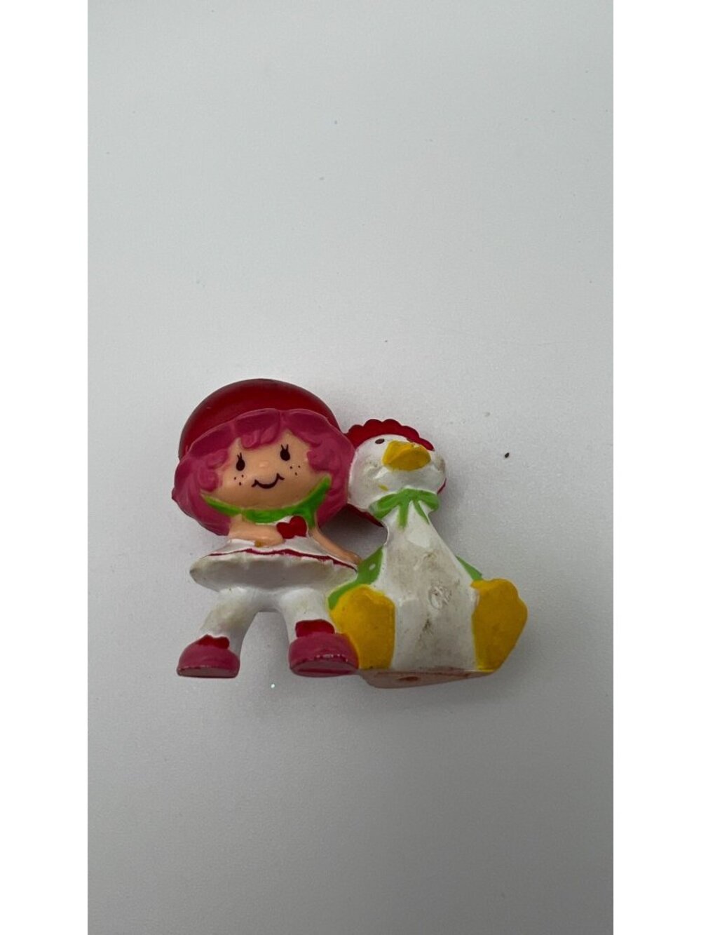 Vintage 1982 Strawberry Shortcake Figurine With Chicken Companion - Collectible